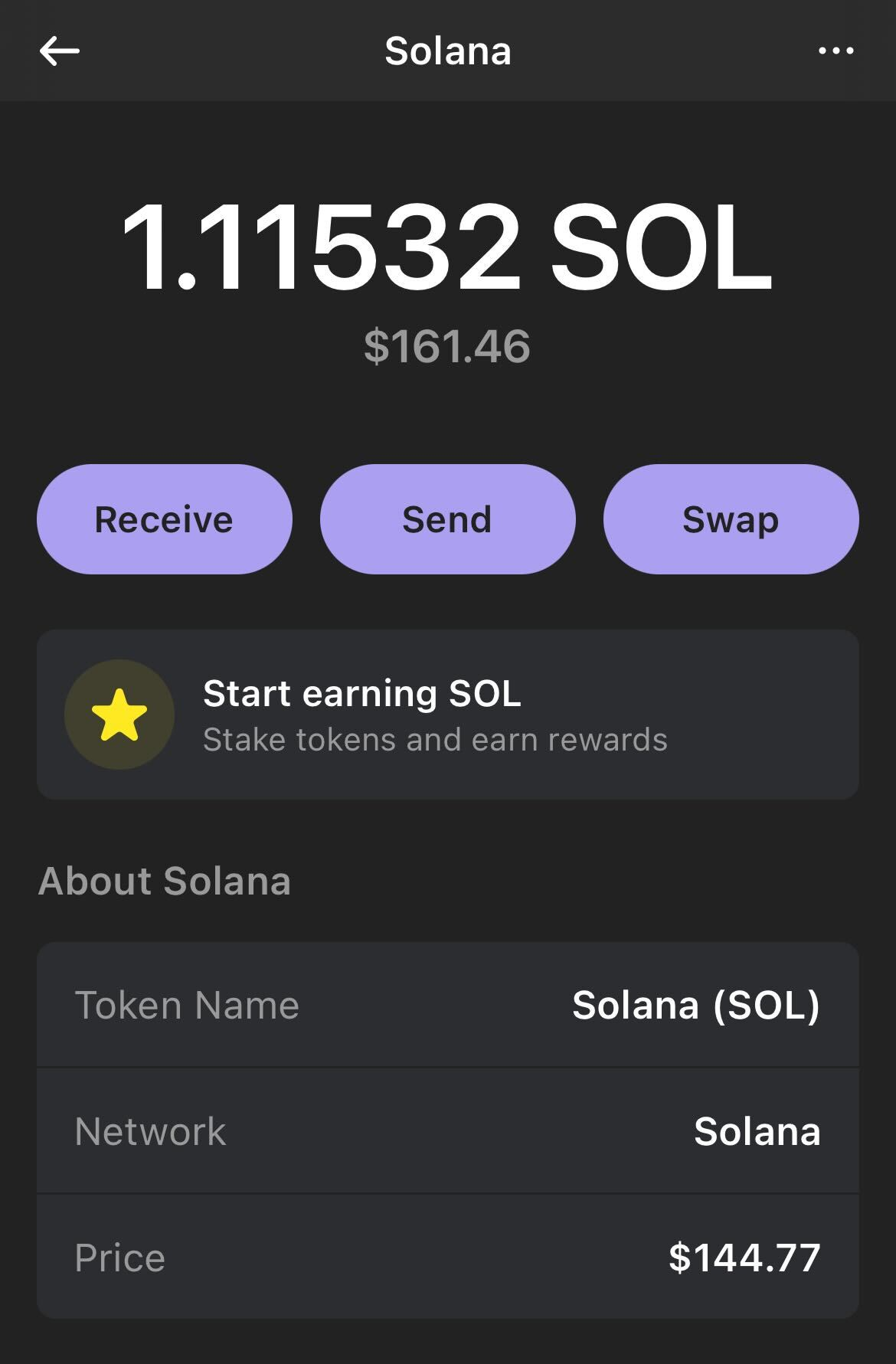A screenshot in Phantom wallet to start staking SOL and delegating tokens